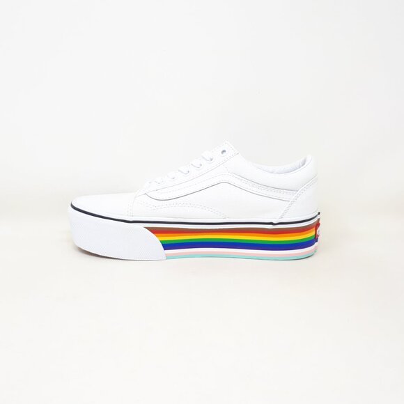 Vans Old Skool Stackform Platform Shoe Sneaker White Pride Mens 7 / Womens 8.5 - Picture 2 of 12